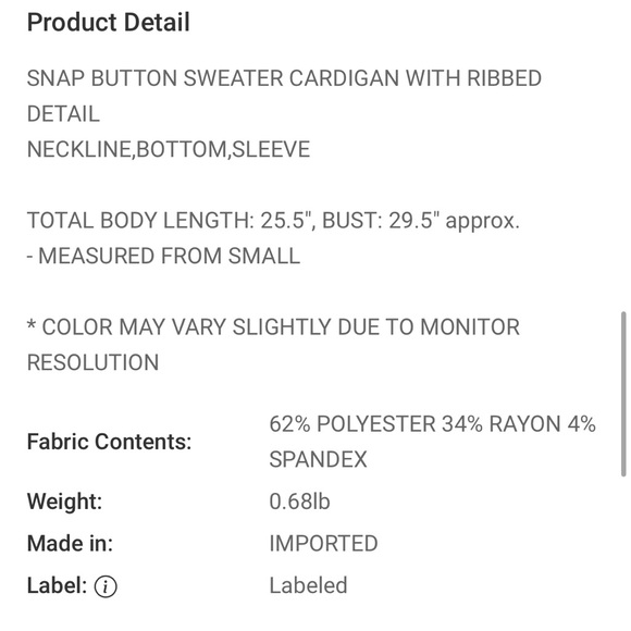 Zenana Snap Button Down Sweater Cardigan, Purple, S-M-L-XL - Picture 3 of 3